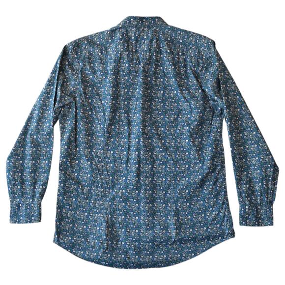 Ben Sherman Tailored Skinny Fit Blue Floral Shirt Size 16 (32–33) - Picture 5 of 6